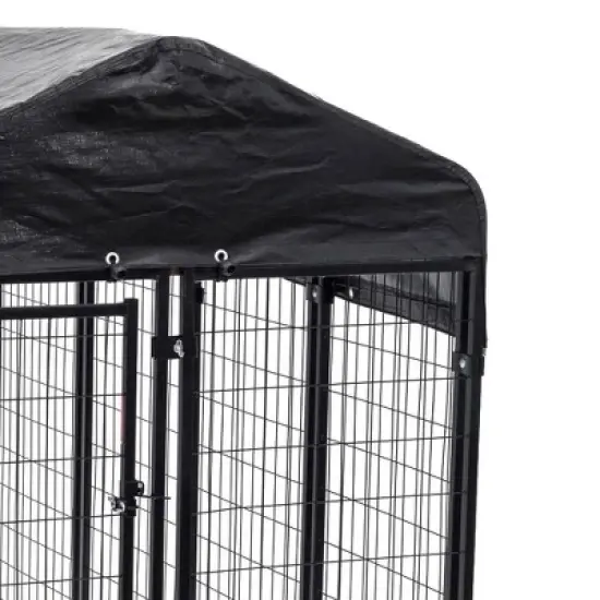 Lucky Dog 8ft x 4ft x 6ft Large Outdoor Dog Kennel Playpen Crate with Heavy Duty Welded Wire Frame and Waterproof Canopy Cover, Black (4 Pack) image {1}