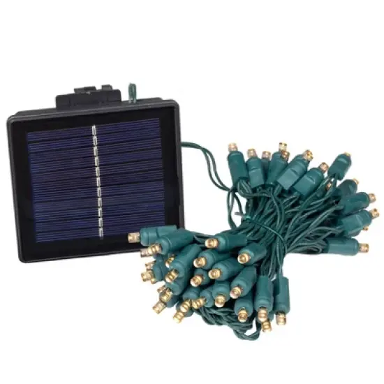 Novelty Lights 50 Light LED Solar Powered String Lights 3" Spacing Green Wire 22.5 Feet image {7}