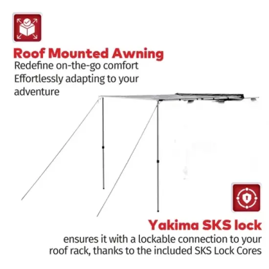 Yakima SlimShady 6.5 Foot Lightweight Roof Mounted Awning with included SKS Lock, Easy to Pitch, and Super Simple Attachment System image {1}