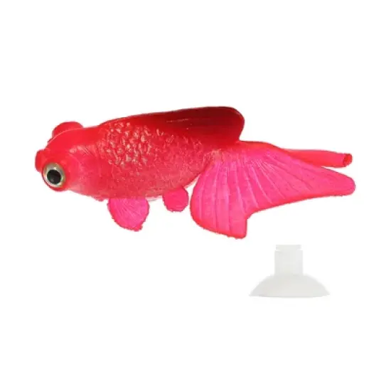 Unique Bargains Aquarium Glowing Simulation Animal Decor Artificial Golden Fish Ornament with Suction Cup Red 1 Pcs image {2}