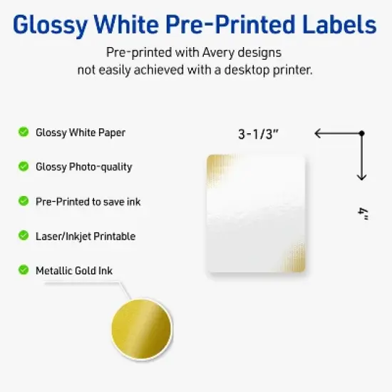 Avery Rectangle Labels, Gold Blush Pattern, 4" x 3-1/3" image {1}