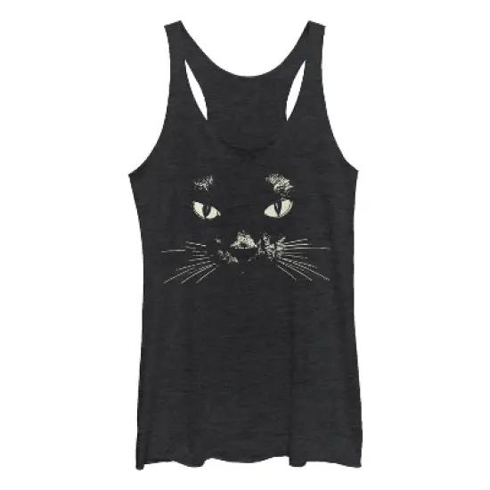 Women's Lost Gods Black Cat Face Racerback Tank Top image {2}