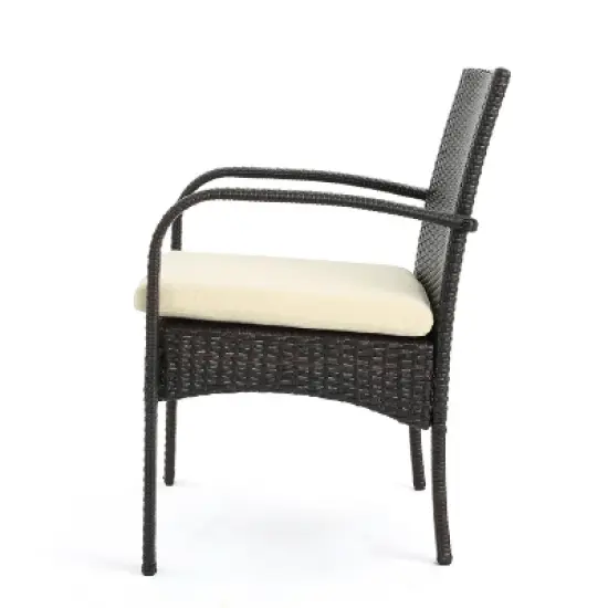 GDFStudio Dion Outdoor Wicker 5 Piece Dining Set with Cushions image {5}