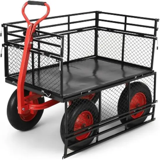 Heavy Duty Metal Garden Cart &ndash; 880 lbs Capacity Utility Wagon with Removable Sides & 10" All-Terrain Wheels, Yard Wagon image {8}