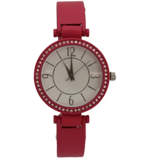 OLIVIA PRATT SOLID COLORS AND RHINESTONE DETAILS BANGLE WATCH image {9}