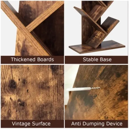 Costway Tree Bookshelf 8-Tier Bookcase Free Standing Book Rack Display Stand image {9}