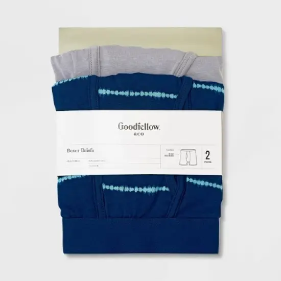 Men's Striped Boxer Briefs 2pk - Goodfellow & Co&trade; Blue/Gray image {1}