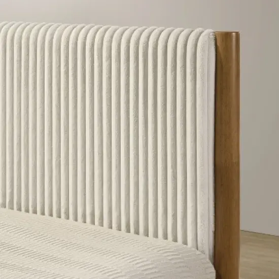 Roundhill Furniture Vichy 2-Piece Rubberwood Bedroom Set, Platform Bed with Nightstand image {14}