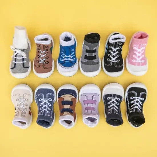 Komuello Toddler First Walk Sock Shoes - Runner Black image {8}