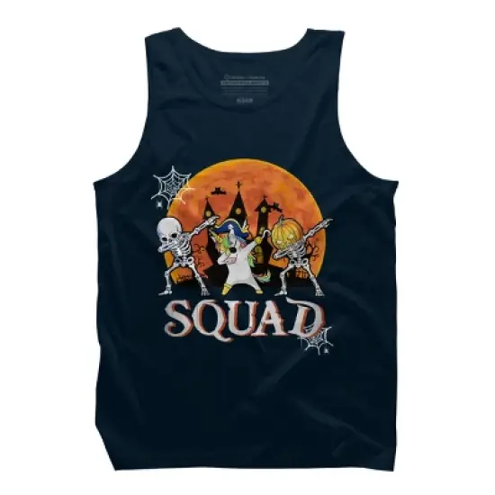 Men's Design By Humans Halloween Squad Skeleton Unicorn Dabbing By dodorindesign Tank Top image {5}