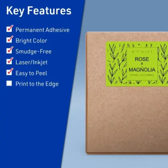 Avery Bright Green Paper Labels, 5" x 8-1/8" Rectangle image {1}