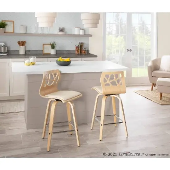 Set of 2 Folia Upholstered Counter Height Barstools - Lumisource image {10}