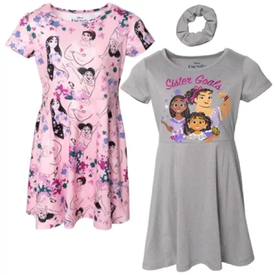 Disney Encanto Minnie Mouse Isabela Luisa Mirabel Girls Skater Dresses and Scrunchie Toddler to Big Kid  image {8}