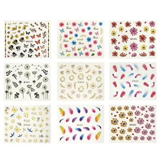 Wrapables 50 Sheets Feathers & Flowers Nail Stickers Nail Art image {1}