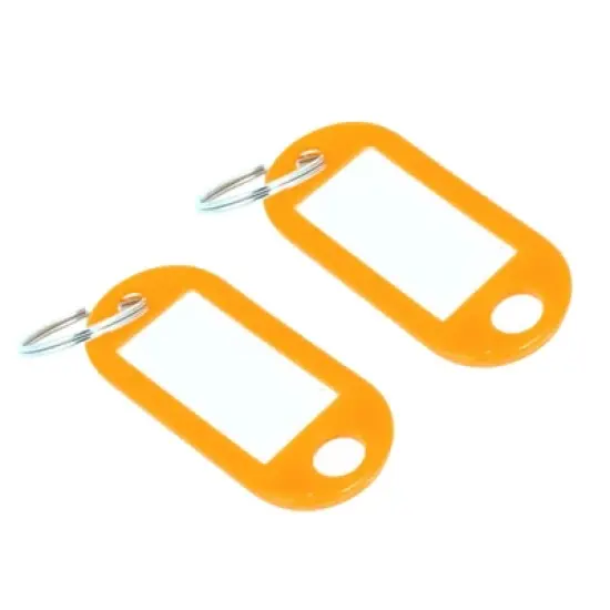 Unique Bargains Plastic Key ID Name Card Label Tags Split Ring Keyring Keychain Orange 20 Pcs image {3}