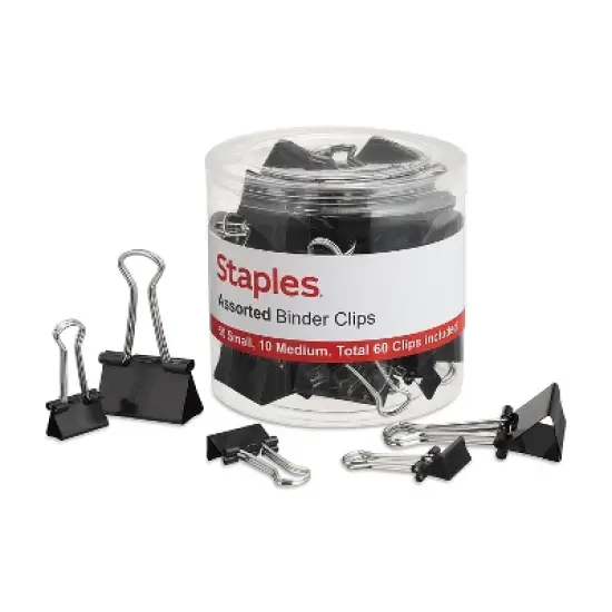 Staples Metal Binder Clips Black Assorted Capacities 15339 image {5}