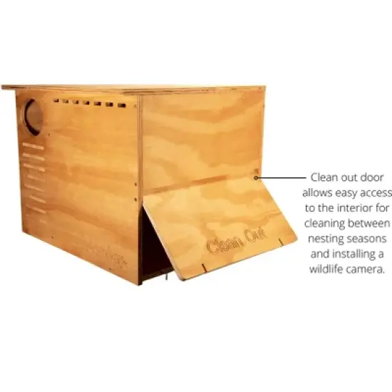 JCs Wildlife Barn Owl Nesting Box Large House Crafted in USA - Exterior Grade Treated Plywood - Mounting Hardware and Pine Shavings Included - image {6}