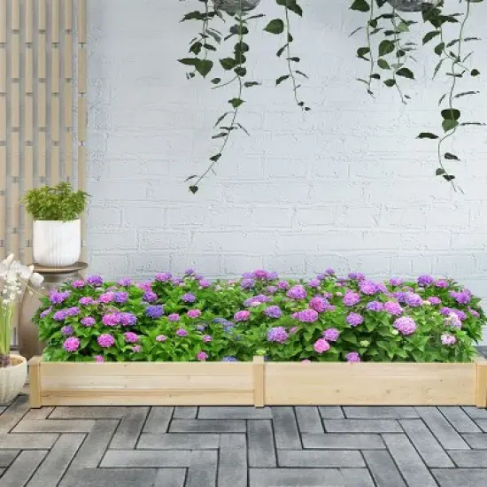 Tangkula Raised Garden Bed Planter Wooden Elevated Vegetable Flower Rectangular Kit Box image {2}