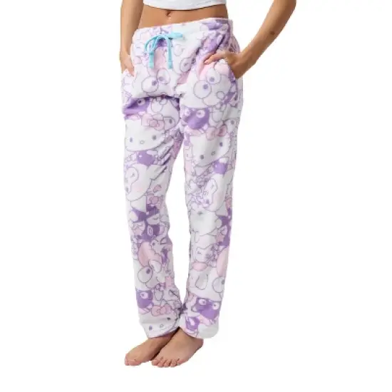 Hello Kitty & Friends Characters All-Over Print Women's Purple Cloud Wash Plush Sleep Pajama Pants image {1}