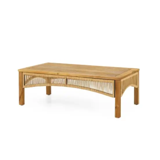 FIONECA 4-Piece Acacia Wood Patio Conversation Set with Coffee Table &uml;C Brown Frame & Beige Cushions, Outdoor Seating for Garden, Porch, Backyard image {13}