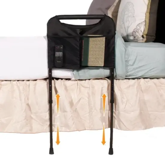 Able Life Bedside Sturdy Rail with Legs & Organizer Pouch for Seniors, Black image {7}