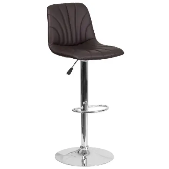 Flash Furniture Contemporary Vinyl Adjustable Height Barstool with Embellished Stitch Design and Chrome Base image {12}