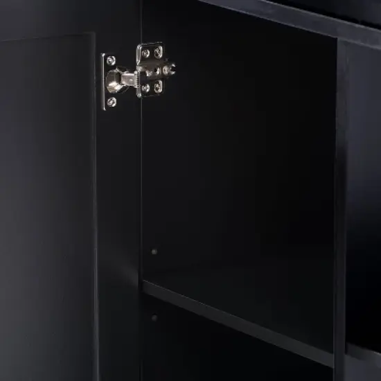Sage Wood Kitchen Cart with Cupboard Black - CorLiving image {9}