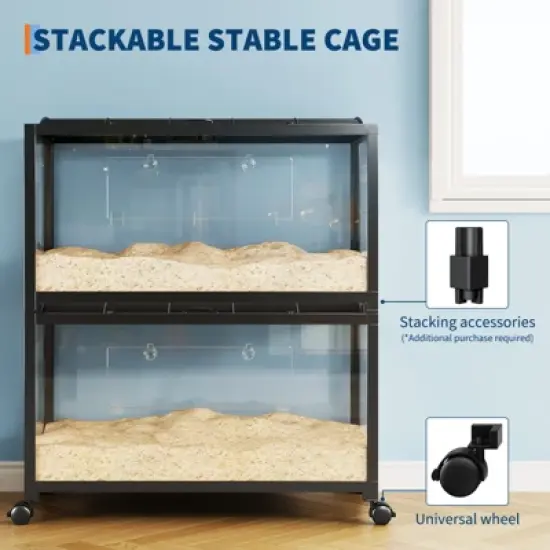 Hamster Cage,Metal Large Rat Cage Stackable with Top Access,Ventilated Pet Mouse Cages with Front Door image {4}