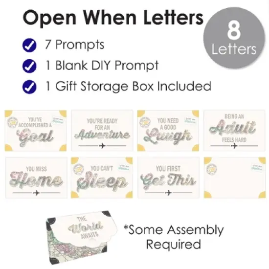 Big Dot of Happiness World Awaits - Going Away Cards Gift Box Kit - Open When Letters - Set of 8 image {2}