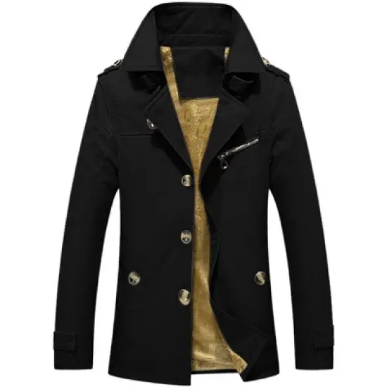 Lars Amadeus Men's Trench Jacket Single Breasted Notch Lapel Winter Coat image {6}