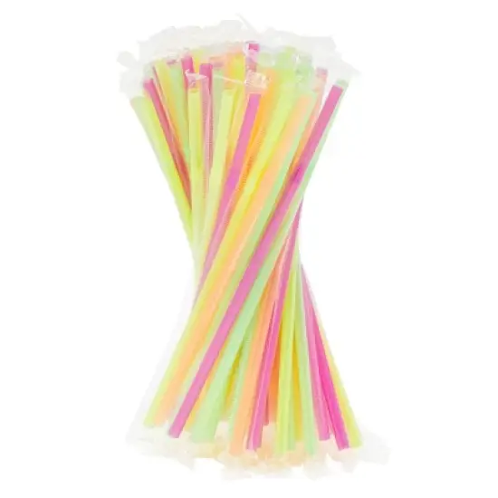 Stockroom Plus 500 Pieces Individually Wrapped Flexible Drinking Straws (7.75 In, Neon) image {4}