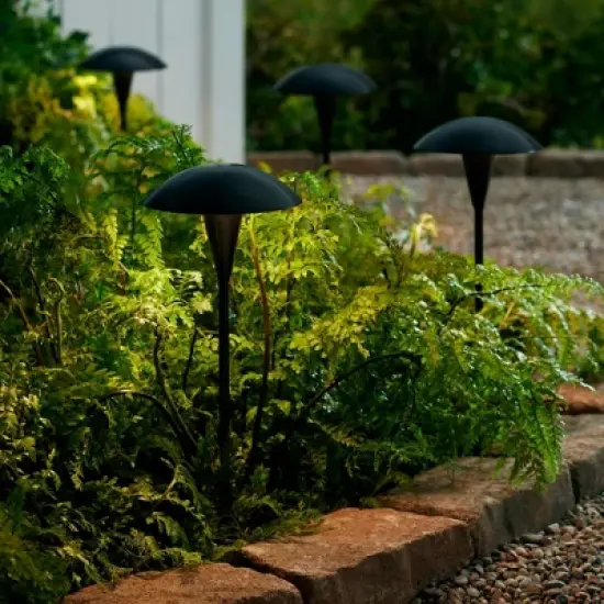 John Timberland Grant 18" High Black LED Mushroom Path Lights Set of 2 image {4}