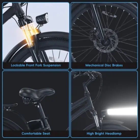 Garvee 26 Inch Electric Bike for Adults Mountain Electric Bicycle 7 Speed Ebike for Men Women, Dark Gray image {3}