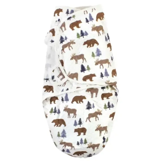 Hudson Baby Infant Boy Quilted Cotton Swaddle Wrap 3pk, Moose Bear, 0-3 Months image {4}