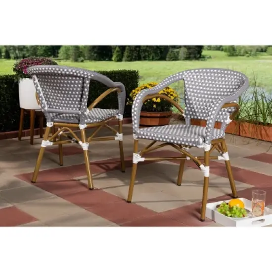 Set of 2 Eliane Indoor and Outdoor Stackable Bistro Dining Chairs - BaxtonStudio image {3}