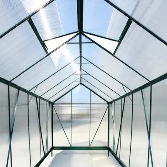Greenhouse for Outdoors, Heavy Duty Polycarbonate Greenhouse with Rain Gutter and Roof Vent, Aluminum Hot House, Large Walk-in Greenhouse for Outside image {3}