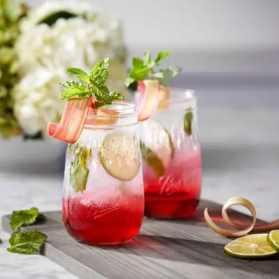 Ball 16oz. 4pk Flute Glass Mason Jar Lid and Band: Clear Canning Jars, Dishwasher-Safe, 2.5" Neck Diameter image {4}