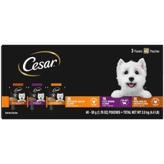 Cesar Chicken, Steak and Beef Flavor Variety Pack Wet Dog Food - 70.4oz/40ct image {10}