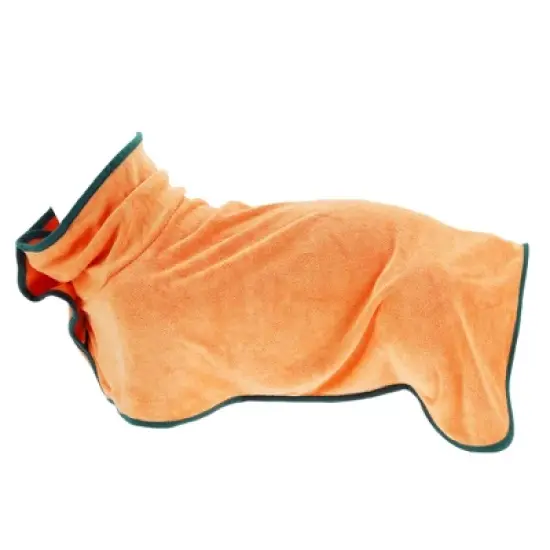 Unique Bargains Dog Bathrobe Fast-Drying Dog Towel Absorbent Dog Coat Bath Robe M Orange image {6}