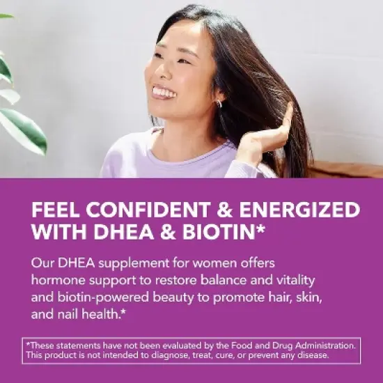 DHEA Supplement for Women with Biotin 5000mcg, DHEA 50mg and Biotin Capsules for Hormone Balance and Hair, Skin, Nail Support, Havasu Nutrition, 60ct image {7}