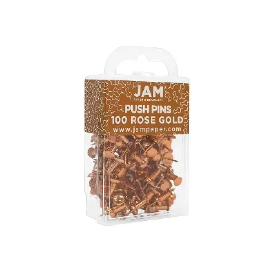 JAM Paper Colored Pushpins Rose Gold Push Pins 2 Packs of 100 22432063A image {1}