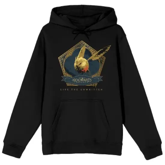 Hogwarts Legacy Bird Live The Unwritten Long Sleeve Men's Black Hooded Sweatshirt image {4}