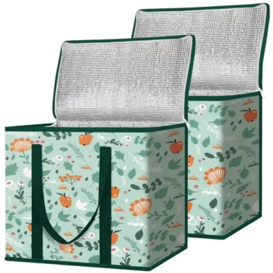 HOMLUX 2Pk Insulated Reusable Lunch Grocery Storage Bags Collapsible Cooler image {7}