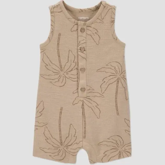 Carter's Just One You&reg; Baby Boys' Solid Textured Palm Romper - Brown image {2}