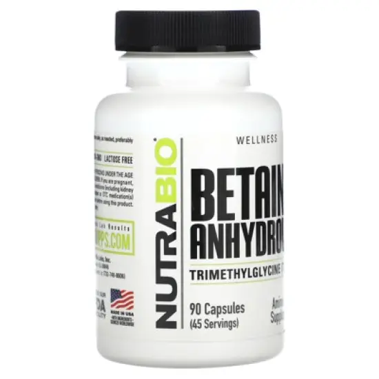 NutraBio Betaine Anhydrous, 90 Capsules (500 mg per Capsule) image {3}