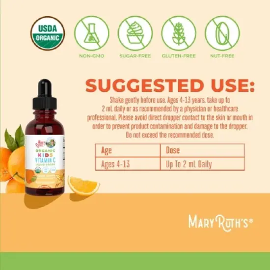 MaryRuth's Kids Vitamin C Drops, Orange Vanilla, Org, 2 oz image {2}
