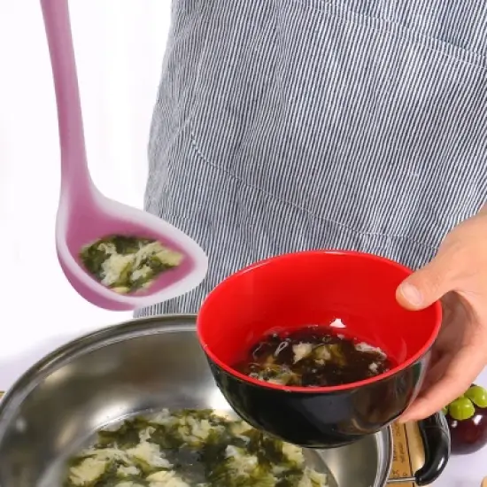 Unique Bargains Heat Resistant Ergonomic Handle Non-Stick Soup Ladle 11.4 Inch Fuchsia 1 Pc image {4}