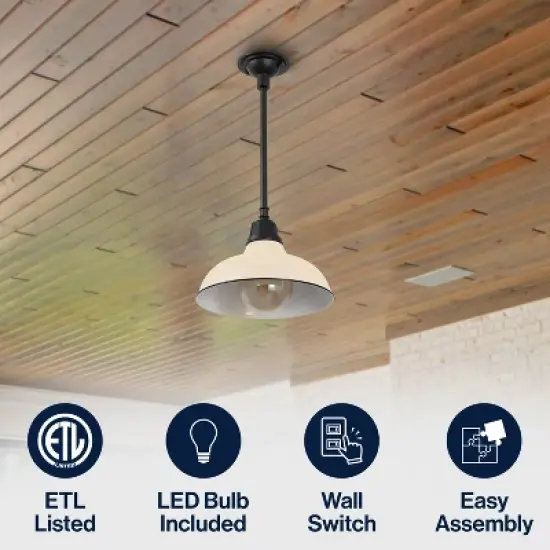 JONATHAN Y Jasper Farmhouse Industrial Indoor/Outdoor Iron LED Pendant image {3}