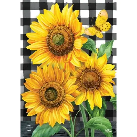 Briarwood Lane Garden Flag 18x12.5 For Outdoor Checkered Sunflowers Summer Garden Flag Flag For Summer Garden Flag Flags For Outside image {2}