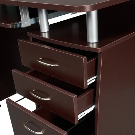 Complete Workstation Computer Desk with Storage Brown - Techni Mobili image {9}